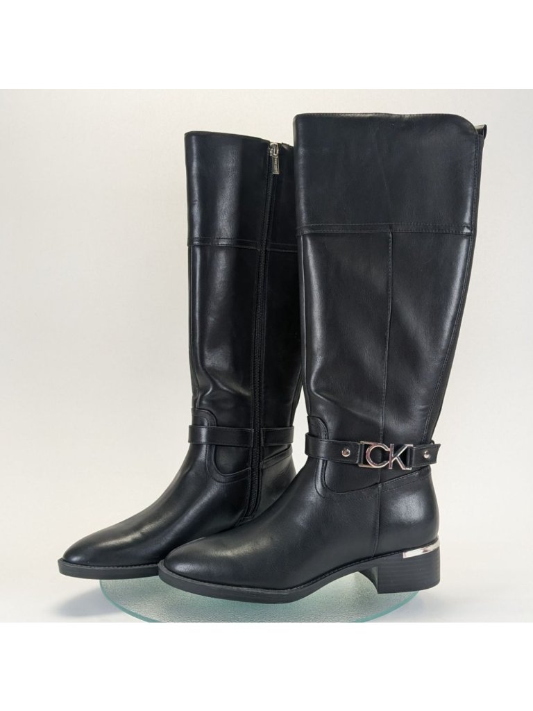 Calvin Klein Daphny Knee High Boots Womens Size 7 Black Nwob Msrp $159